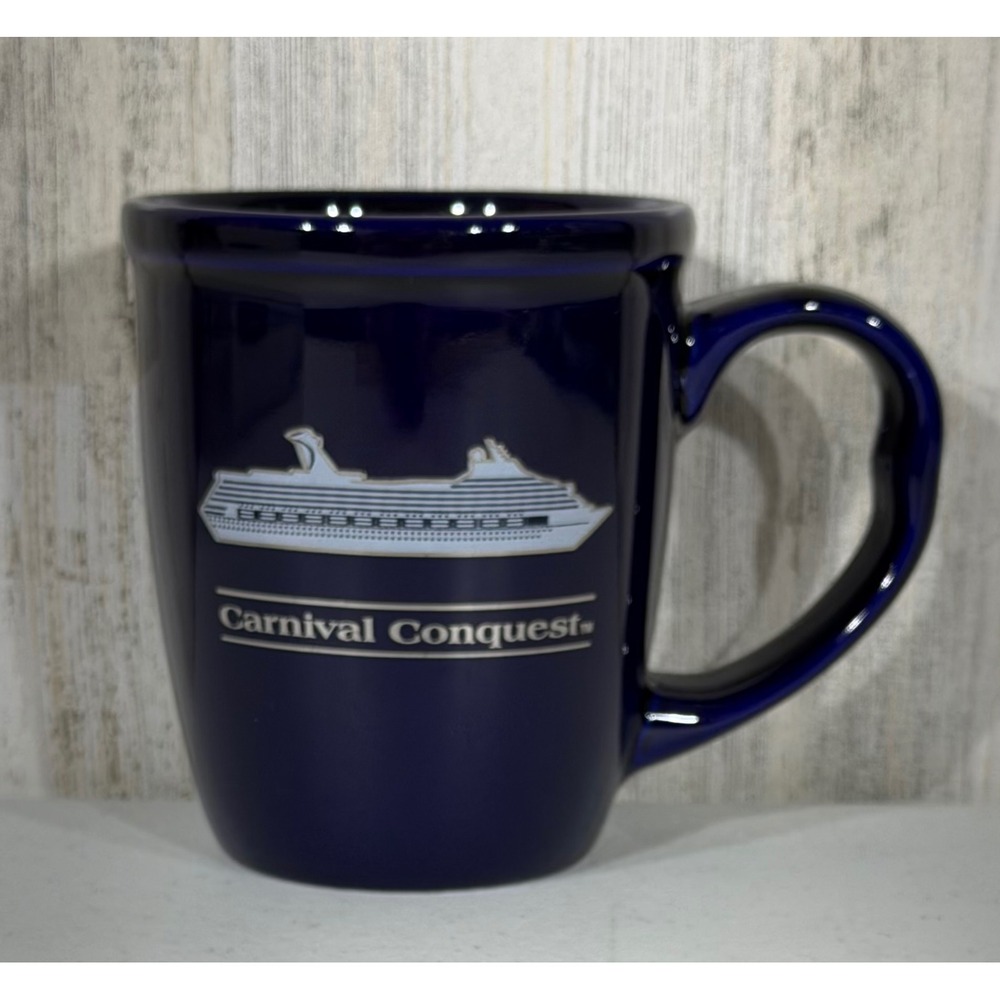 Carnival Conquest Coffee Mug‎ Cobalt Blue Cruise Ship Souvenir Ceramic Travel